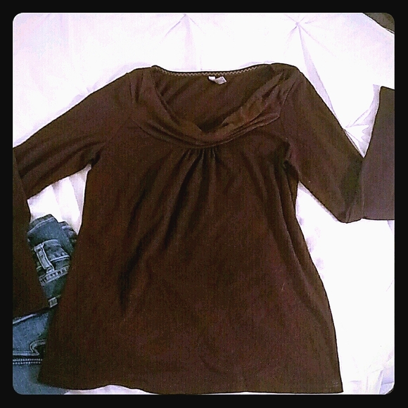 🌺Old Navy brown thermal drape neck top - Picture 1 of 3